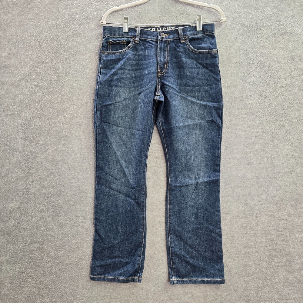 Crazy 8 Boys Jeans 10 Blue Husky Denim Straight Adjustable Waist 25" Inseam NWT